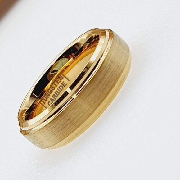 "Yellow Gold Tungsten Brushed Finish Wedding Ring for Women, GALTUN720 - Picture 9 of 11